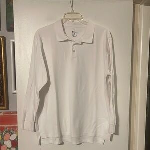 Premium Wear white long sleeve polo collar shirt